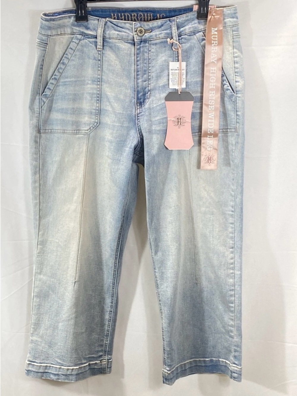 Hydraulic Womens Murray High Rise Wide Leg Cropped Jeans Light Wash NWT Sz 16